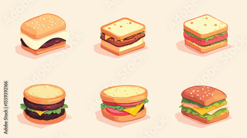 Delicious Sandwich Isolated Icon Vector Illustration