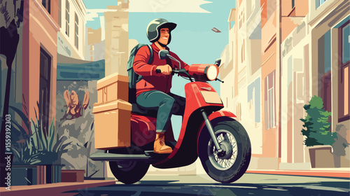 Delivery Service Flat Vector Illustration Centered