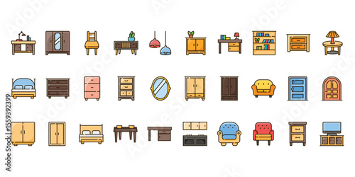 Furniture Icon Set Element Vector Illustration