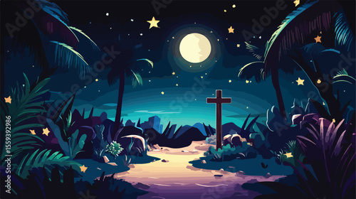 Desert Night with Moon Manager Scene Background