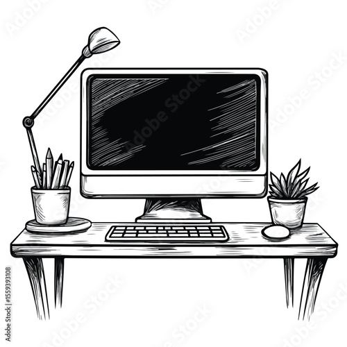 Colorful Cartoon Vector Illustration of a Desktop Computer
