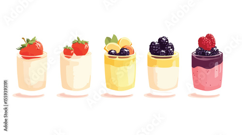 Delicious Fruit Mousse Dessert Flat Icon Vector Illustration