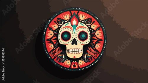 Day of the Dead Candle Flat Vector Illustration