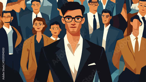 Distinguished Man Cartoon Flat Vector Illustration