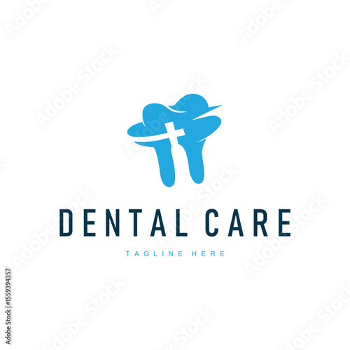 Dental care logo concept, with a simple minimalist concept as a symbol of dental health and dental care template for dental clinics, businesses, product brand