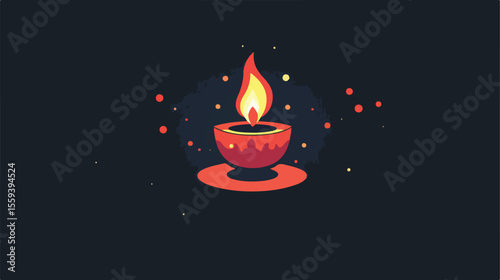 Diwali Lamp Icon Flat Vector Illustration