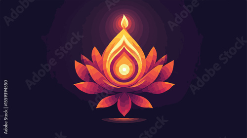 Modern Flat Vector Illustration of Diya Lamp Design