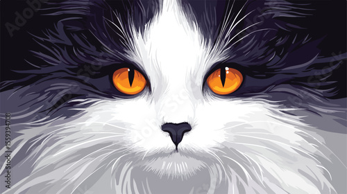 Fluffy Cat Face Vector Illustration