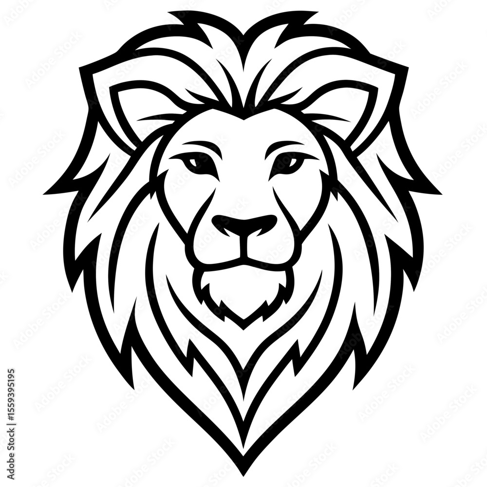 Fototapeta premium Lion Head Logo Vector Fierce Modern Animal Mascot | Bold Line Art King of Jungle Emblem for Branding, Sports, Tattoo, T-shirt, Shield, Esports
