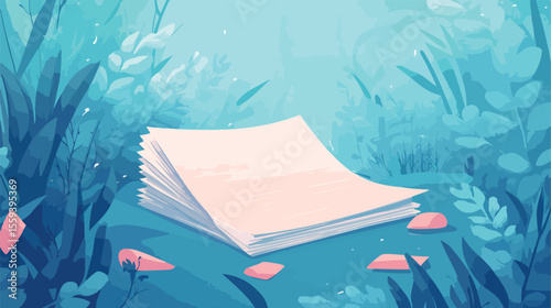 Professional Document Paper with Statistics Flat Vector Illustration