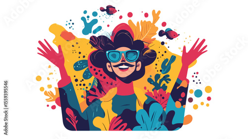 Whimsical April Fools Day Flat Vector Illustration
