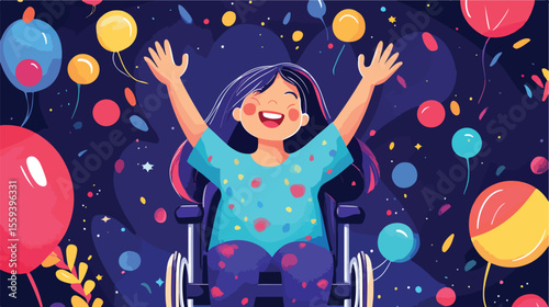 World Down Syndrome Day Postcard Flat Vector Illustration