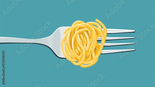 Italian Spaghetti on Fork Vector Illustration