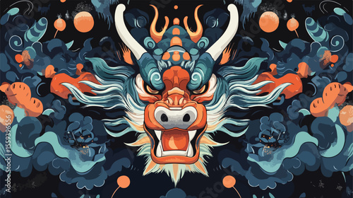 Chinese Zodiac Animal Dragon Flat Vector Illustration
