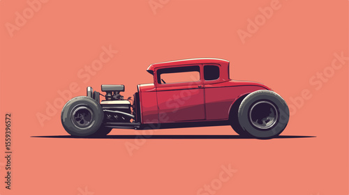 Hot Rod Car Vector Illustration Flat Design