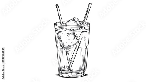 Cocktail Glass Vector Illustration Drawing