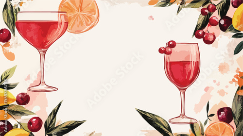 Professional Hand Drawing Frame Flat Vector Design for Drinks and Beverages