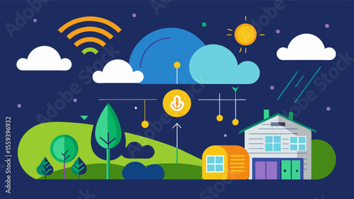 An AIenabled weather forecasting tool providing farmers with uptodate predictions and warnings for extreme weather events to prevent potential crop damage.. Vector illustration