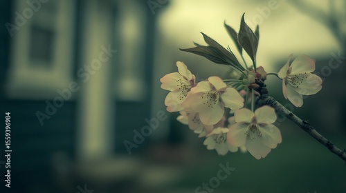 Delicate Pink Cherry Blossoms Branch Spring Bloom