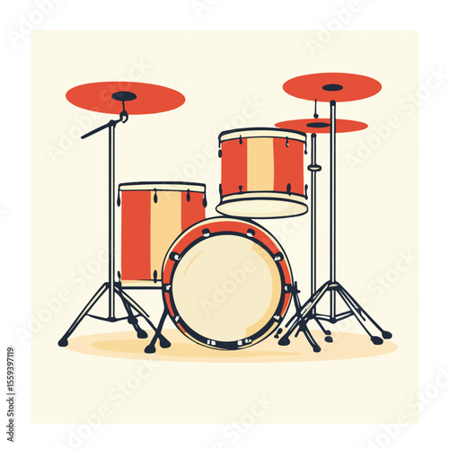 Musical Drum Flat Vector Illustration in Frame