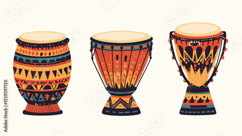 Ethnic Drum Musical Instrument Flat Vector Illustration