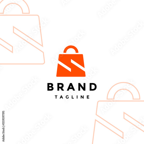 Simple Initial S Letter Shopping Bag Logo Design. Bold Letter S Shopping Bag Logo Design.