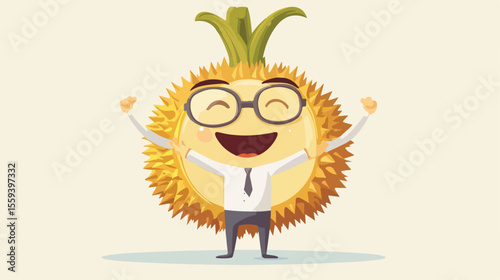 Cheerful Durian Cartoon Oculist Mascot Character Illustration