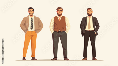 Professional Flat Vector Illustration of Four Teachers Working Together