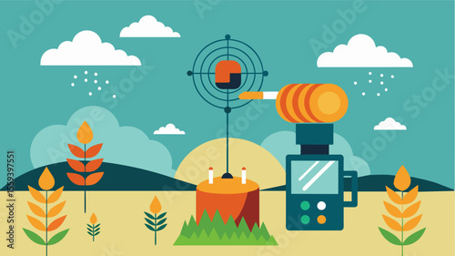 An example of precision agriculture using remote sensing and IoTenabled feed dispensers to distribute feed based on specific crop and soil data increasing crop yields and reducing. Vector illustration