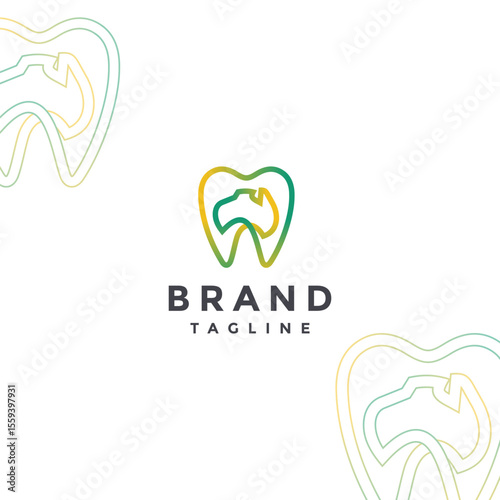 Simple Australia Looping Teeth Line Logo Design. Australian Continent Line Inside Teeth Symbol Logo Design.