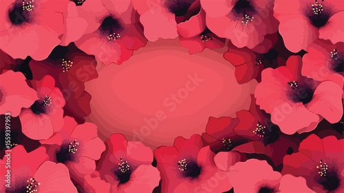 Vibrant Pink Hibiscus Flower Frame in Tropical Setting
