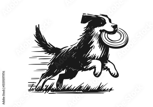 Playing Frisbee hand drawn sketch vector illustration