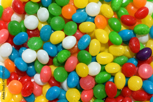 Rainbow background of colorful, bright jelly candies.