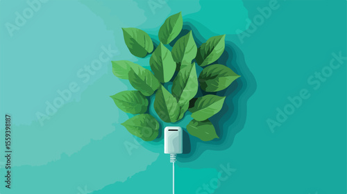 Sustainable Green Energy Plant Leaves Vector Illustration
