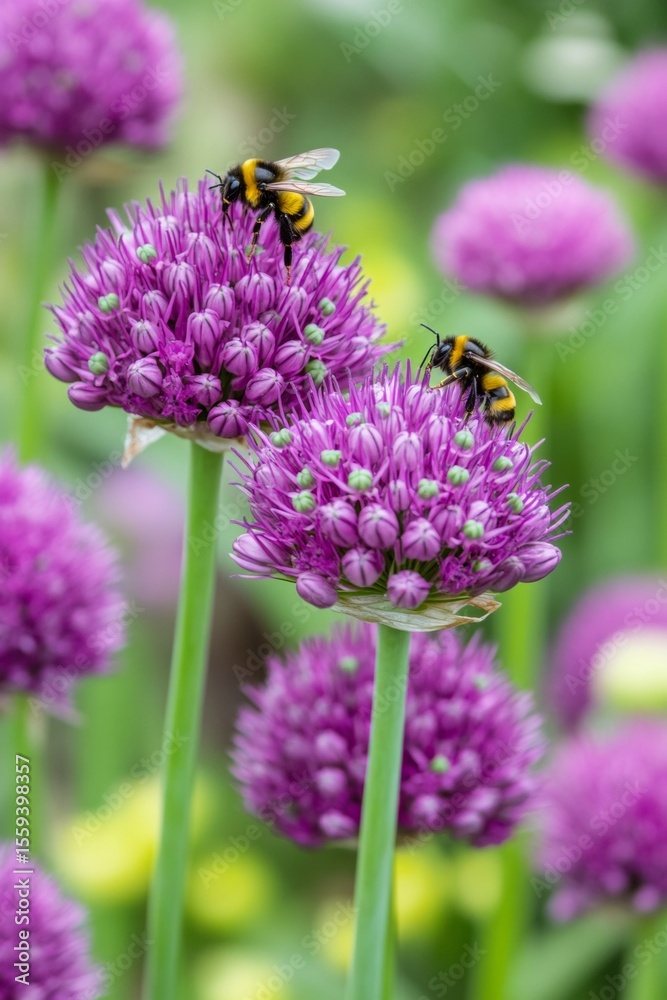 Purple flowers with bees Purple flowers with bees