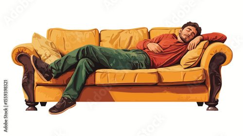 3D Man Sleeping on Sofa - Relaxation at Home Concept