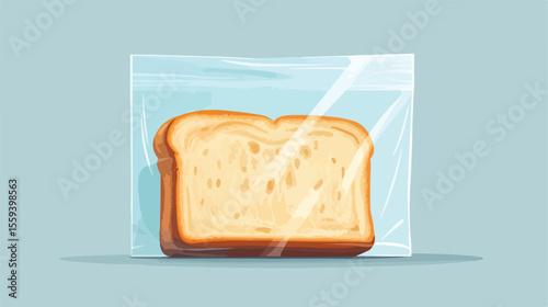 Fresh Bread Toast in Plastic Bag Flat Vector Illustration