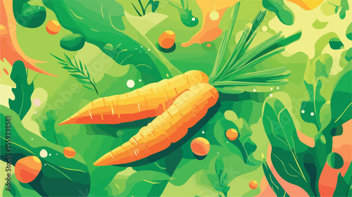 Fresh Carrot Vegetable Flat Vector Illustration