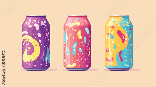 Refreshing Soda Can Drink Drawn Flat Vector Illustration