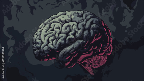 Frustrated Human Brain with Depression Flat Vector Illustration