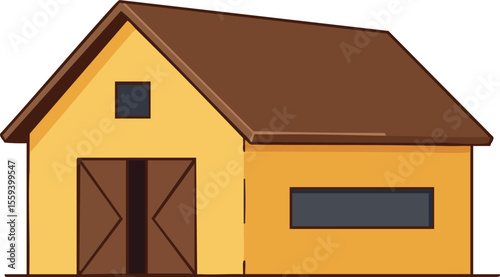 Simple brown roof house building with yellow walls vector illustration design 