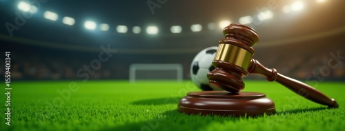 Sports Law: Justice and Regulations in Football. Ideal for illustrating legal aspects of sports, athlete rights, sports governance