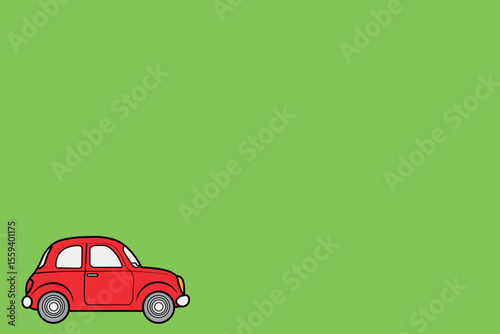 red car vector on green background in anime