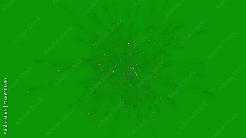 A green screen with white background and bunch of fireworks lot rain on it black dots an explosion in the middle animated chromakey background composition illustration creative gesture