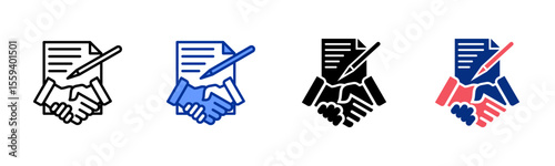 Employmentcontract icon sheet multiple style collection