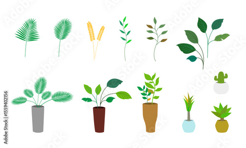 植物パーツセット（ベクターデータグラフィック素材）