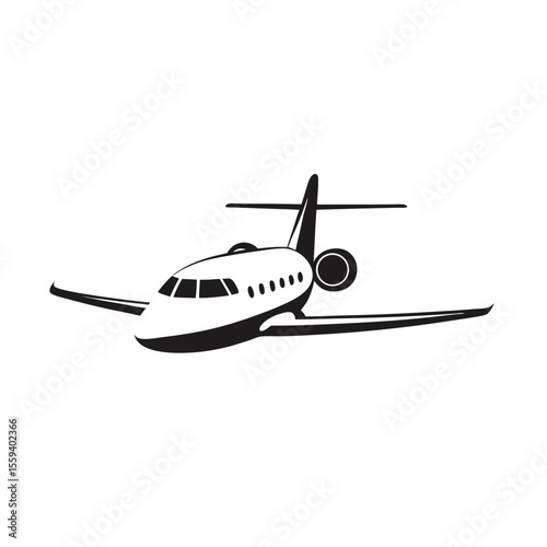 Private jet plane silhouette vector icon, aircraft logo, luxury aviation design, business jet symbol, exclusive airplane icon, fast jet silhouette, flying aircraft logo