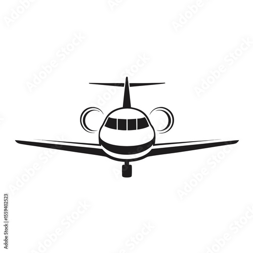 Private jet silhouette vector icon, private plane logo, aircraft symbol, luxury aviation icon, business jet silhouette, airplane logo design, isolated icon