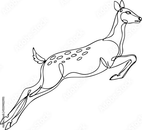 Deer jumping outline vector with simple elegant black lines natural wildlife animal drawing 