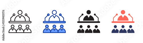 Press Conference  icon sheet multiple style collection